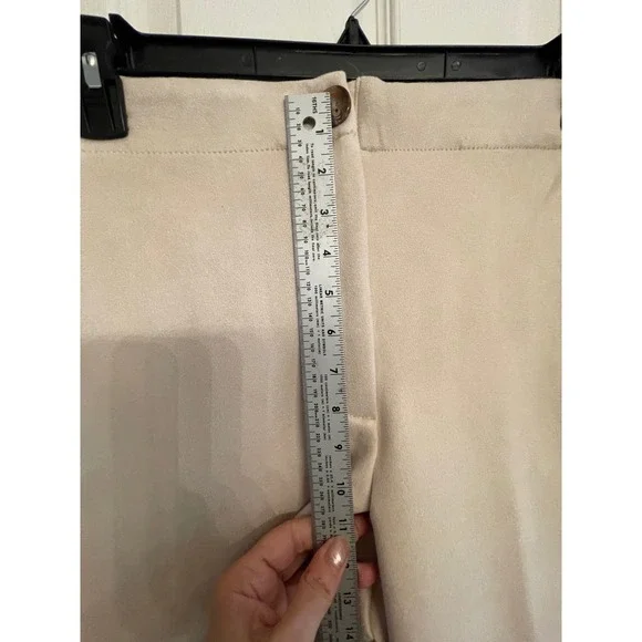 Ann Taylor Kate Women's Faux Suede Wide Leg Pants Cream High Rise Size XL - Picture 5 of 14